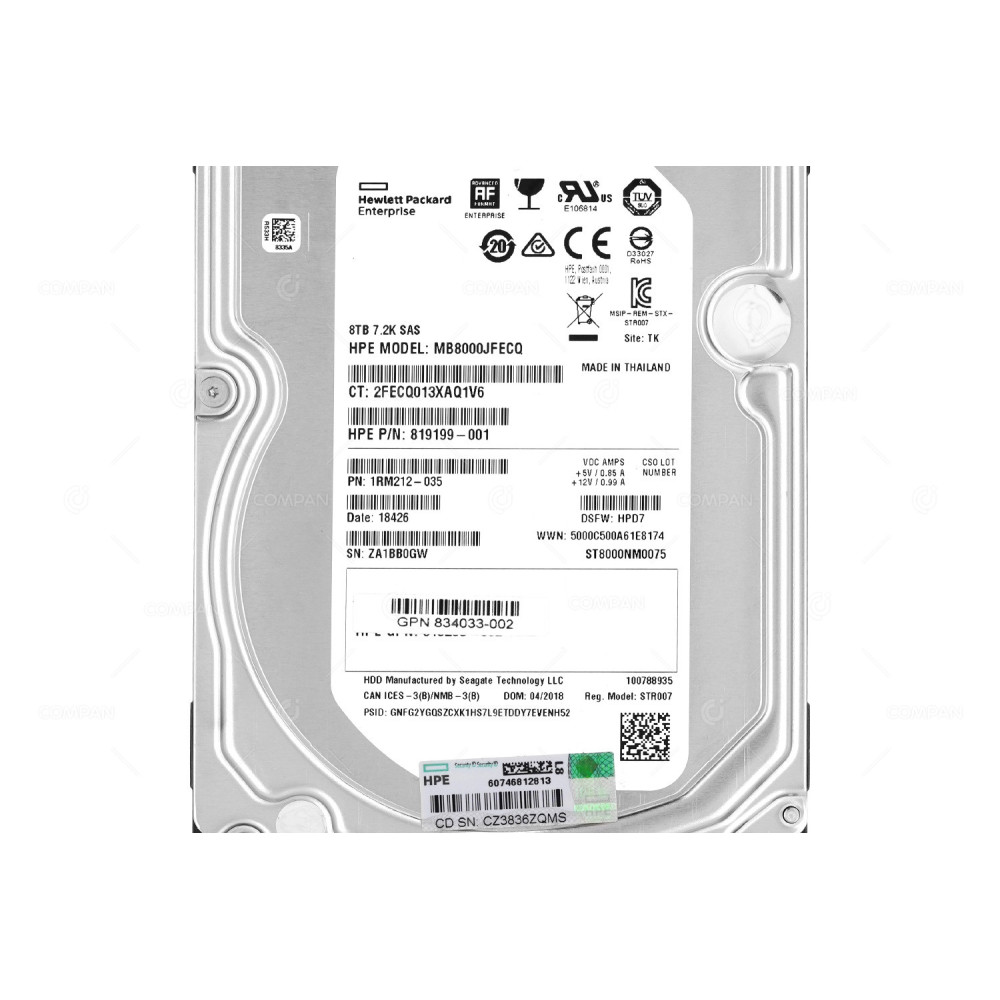 ST8000NM0075 SEAGATE 8TB 7.2K 12G SAS 256MB CACHE 3.5 LFF HARD DRIVE 1RM212-035